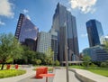 Skyscrapers and Pacific plaza in downtown of city Dallas TX USA Royalty Free Stock Photo