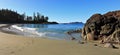 Pacific Rim National Park Landscape Panorama of Sand Beach at Half Moon Bay, Vancouver Island, British Columbia Royalty Free Stock Photo