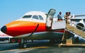 Pacific Southwest Airlines Bae 146 passengers deplaning at San Diego Royalty Free Stock Photo