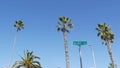 Pacific street road sign on crossroad, route 101 tourist destination, California, USA. Lettering on intersection signpost, symbol Royalty Free Stock Photo