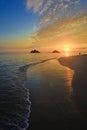 Pacific sunrise at lanikai beach, hawaii Royalty Free Stock Photo