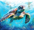 Pacific turtle snorkel scuba painting maui endangered background hawaii life diving