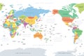 Pacific centered world map, multi colored political map Royalty Free Stock Photo