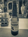 Pacifico beer bottle in restaurant PapaCharly Playa del Carmen Mexico