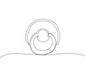 Pacifier, small nipple one line art. Continuous line drawing of baby, newborn, child, baby accessories, first teeth