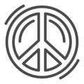 Pacifist symbol line icon, Human rights and tolerance concept, Peace and no war sign on white background, Hippie sign in Royalty Free Stock Photo