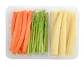 Pack of asparagus carrots baby corn isolate (clipping path). Royalty Free Stock Photo