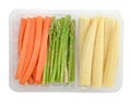 Pack of asparagus carrots baby corn isolate (clipping path).