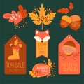 pack autumn sales labels vector design