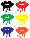 6 Pack black dripping lips icon Melting