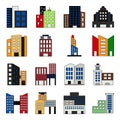 Pack of Buildings and Monuments Flat Icons Royalty Free Stock Photo