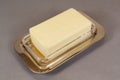 Pack of butter in a butter dish Royalty Free Stock Photo