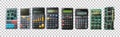 Pack of Calculator Technology A Collection of Electronic Calculators and Circuit Boards against transparent Background Royalty Free Stock Photo