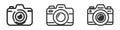 Pack of Camera Icons and Camera on White Background. Icon set, collection Royalty Free Stock Photo