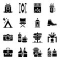 Pack of Camping Accessories Solid Icons