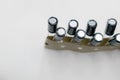 Pack of Capacitors isolated on a white background with copy space.