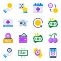 Pack of Casino, Gambling and Bar Flat Icons Royalty Free Stock Photo