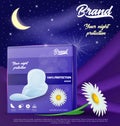 Pack of Chamomile Hygienic Pads Night Protection.