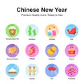 Pack of chinese new year icons in trendy style