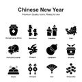 Pack of chinese new year icons in trendy style