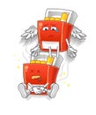 Pack of cigarette spirit leaves the body mascot. cartoon vector