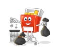 Pack of cigarette Throw garbage mascot. cartoon vector Royalty Free Stock Photo