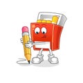 Pack of cigarette write with pencil. cartoon mascot vector Royalty Free Stock Photo