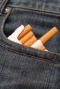 Pack of cigarettes in pocket of jeans Royalty Free Stock Photo