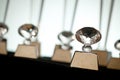Pack of clear crystal glass trophy award winner Royalty Free Stock Photo