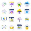 Pack of Cloud Computing and Hosting Flat Icons Royalty Free Stock Photo