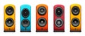 Pack of Colorful Computer Speakers HighQuality Audio System set against transparent background Royalty Free Stock Photo
