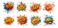 Pack Comic Explosion with the Text OUCH in Bold Typography set Against a Transparent Background for Pain Reaction or Humor Royalty Free Stock Photo