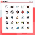 Pack of 25 creative Filled line Flat Colors of box, file, analytics, document, time