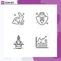Pack of 4 creative Filledline Flat Colors of bunny, geometry, nature, gold, measurement
