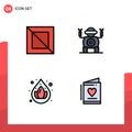 Modern Set of 4 Filledline Flat Colors Pictograph of cross, card, robot, water, love Royalty Free Stock Photo
