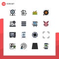 Pack of 16 creative Flat Color Filled Lines of css, code, back to school, watch, setting