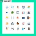 Pack of 25 creative Flat Colors of bubble, seo, employee, monitoring, internet