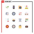 Modern Set of 16 Flat Colors and symbols such as report, slow, system, moon, first