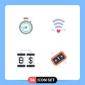 Pack of 4 creative Flat Icons of browse, payment, location, wedding, transection Royalty Free Stock Photo