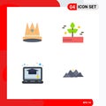 Pack of 4 creative Flat Icons of crown, rain, first, agriculture, education