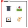 Pack of 4 creative Flat Icons of delete, screen, dollar, color, forward