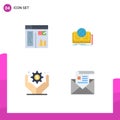 Universal Icon Symbols Group of 4 Modern Flat Icons of design, business administration, web, book, business operations Royalty Free Stock Photo