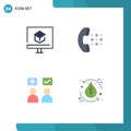 Pack of 4 creative Flat Icons of education, answers, online, call, online Royalty Free Stock Photo