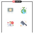 4 Universal Flat Icons Set for Web and Mobile Applications music, goal, loud, global, market