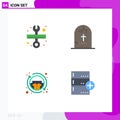 4 Thematic Vector Flat Icons and Editable Symbols of repair, casual, scale, halloween, clothing