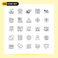 Pack of 25 creative Lines of forecast, analytics, processing, web store, ecommerce
