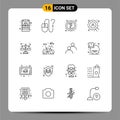 Pack of 16 creative Outlines of equality, balance, help, user, web