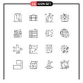 Outline Pack of 16 Universal Symbols of finance, box, documents, space, flag Royalty Free Stock Photo