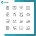 Pack of 16 creative Outlines of kitchen, website, connect, webpage, browser