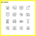 Pack of 16 creative Outlines of location, privacy, best, password, account